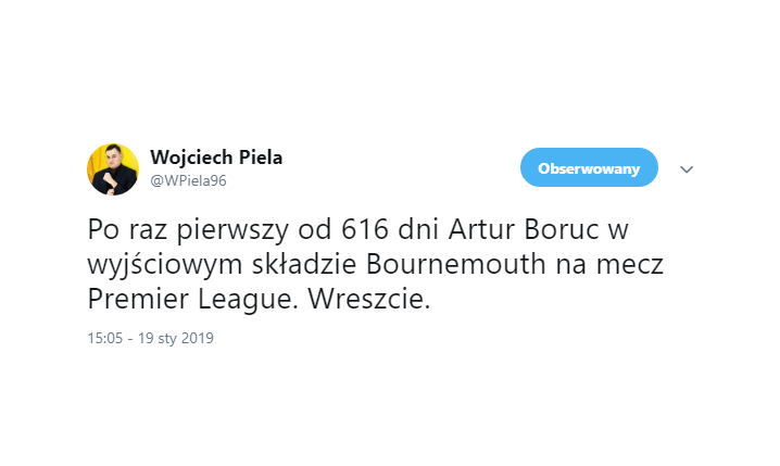 TYLE DNI Boruc czekał na miejsce w wyjściowej XI Bournemouth w lidze